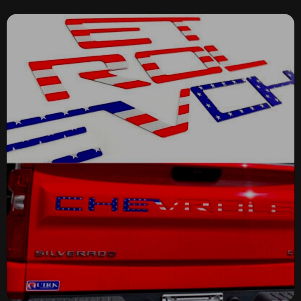 3D Tailgate Insert For Chevrolet Silverado Emblem 2019-2023 Flag USA